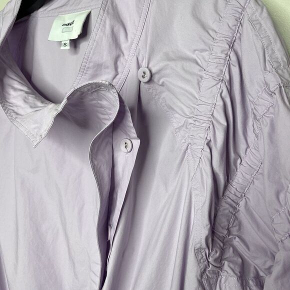 AKNVAS Womens Ketevan Romper Small S Purple Cotton USA Long-Sleeve Tie-Waist - Picture 8 of 15